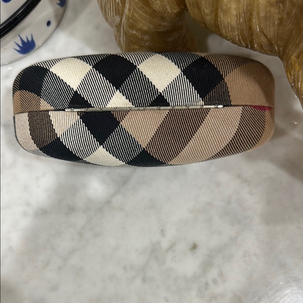Burberry Checkered Eyeglass Case in Black, Tan, and Red - Picture 3 of 5